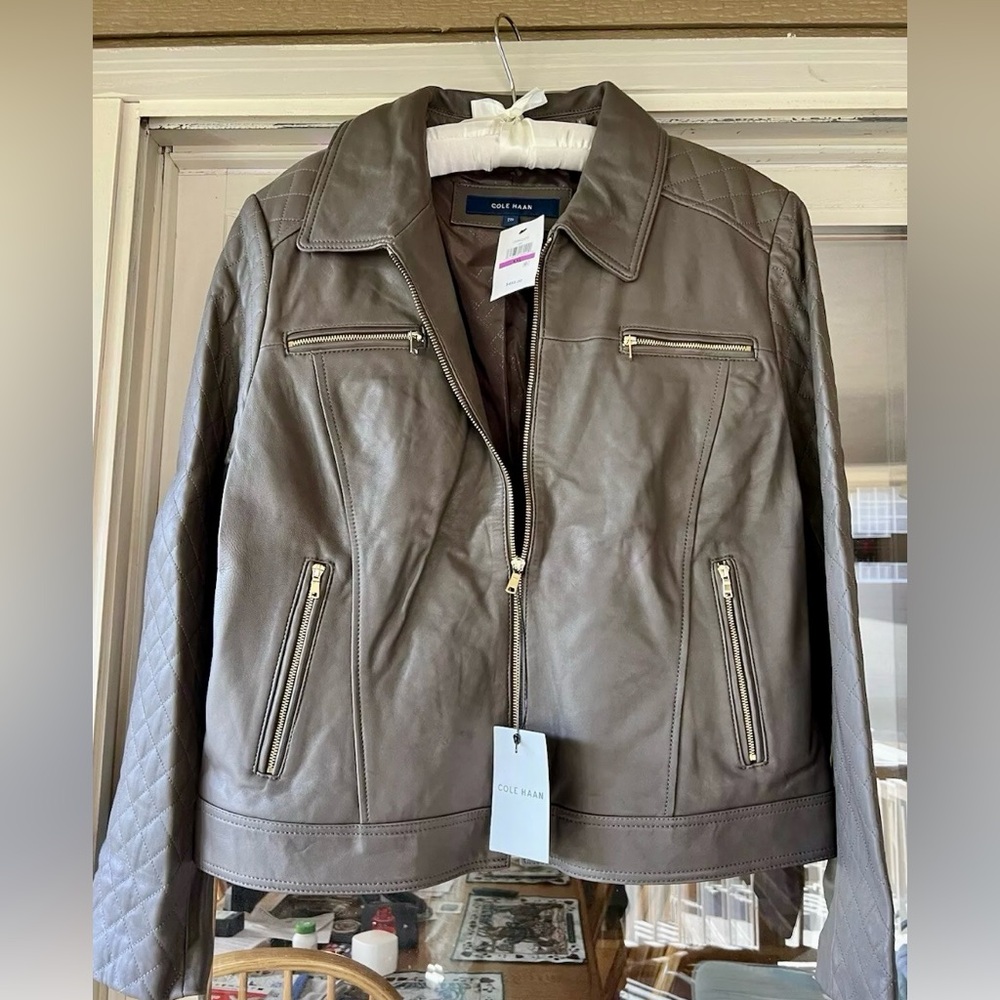 NWT NEW COLE HAAN BUTTERY SOFT LEATHER JACKET SIZE XXL $450